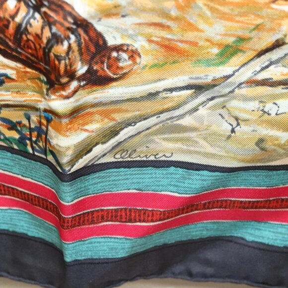 HERMES Carre 90 Scarf ""Les Cheyennes"" Silk Brown - Picture 12 of 14